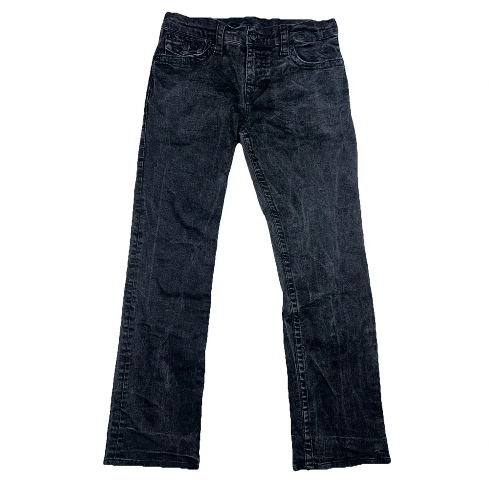 True‎ Religion Jeans Mens 32x29 Black Faded Ricky Flap Relaxed Straight Stretchy